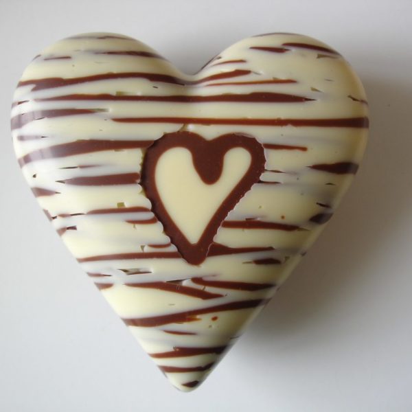Striped chocolate hollow heart