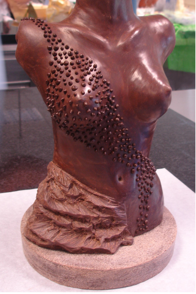 Hand carved dark chocolate bust sculpture