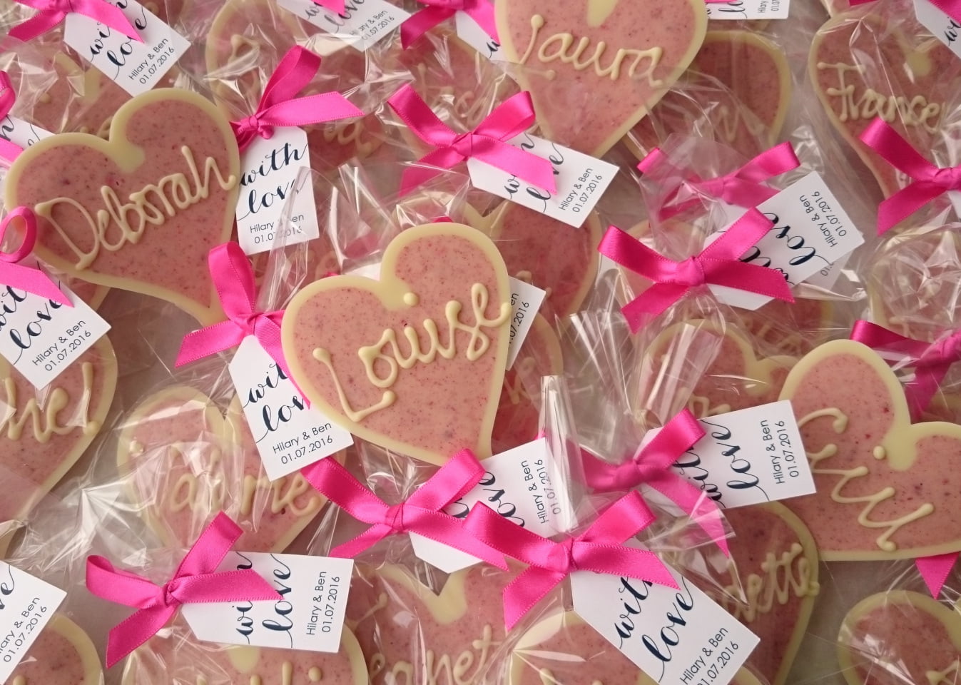 White chocolate heart Favours