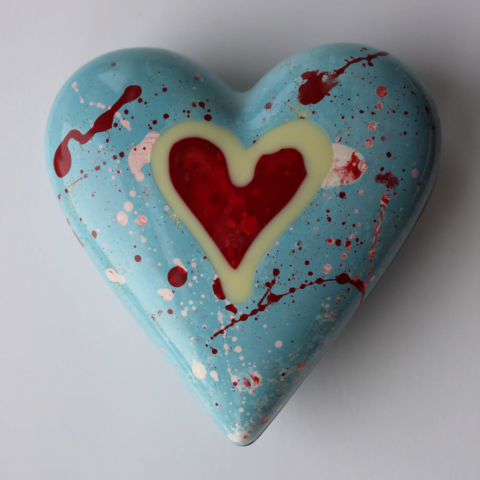 Handpainted blue chocolate heart